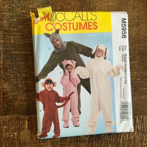 McCalls Sewing Pattern M5956 Adult Costume Dog Wolf Pig Monkey Jumpsuit UNCUT - Picture 1 of 3